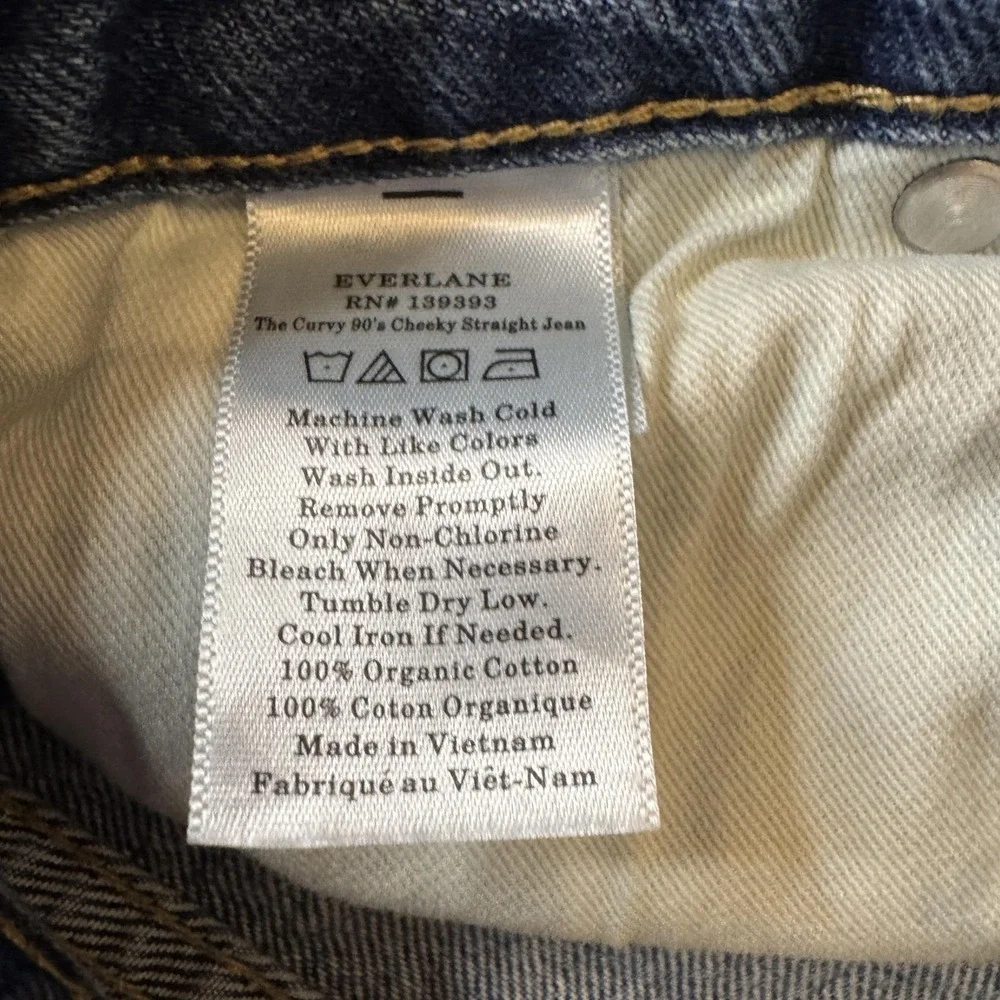 Everlane Womens Jeans 28 Blue Curvy 90s Cheeky Straight High Rise Organic Cotton
